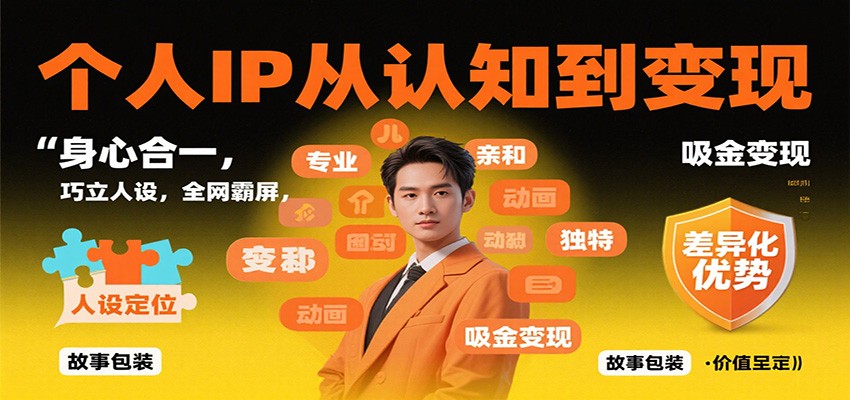 个人IP从认知到变现，身心合一，巧立人设，全网霸屏，吸金变现-晶创聚力