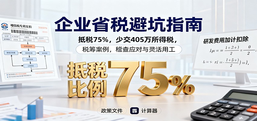 企业省税避坑指南：抵税75%，少交405万所得税，税筹案例，稽查应对与灵活用工-晶创聚力