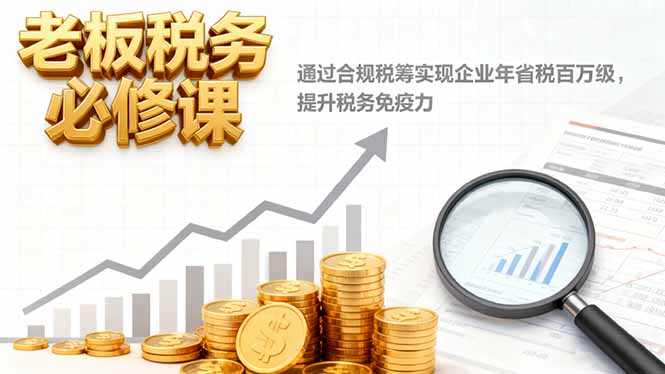 老板税务必修课，通过合规税筹实现企业年省税百万级，提升税务免疫力-晶创聚力