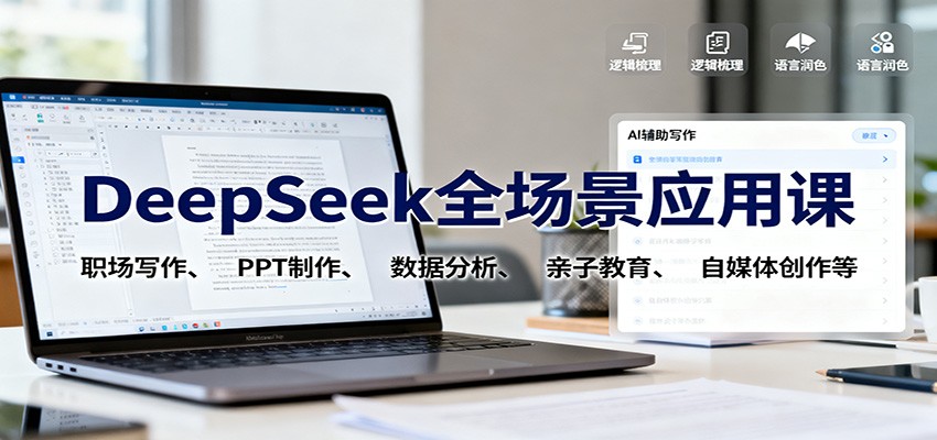 DeepSeek全场景应用课：职场写作、 PPT制作、数据分析、亲子教育、自媒体创作等-晶创聚力