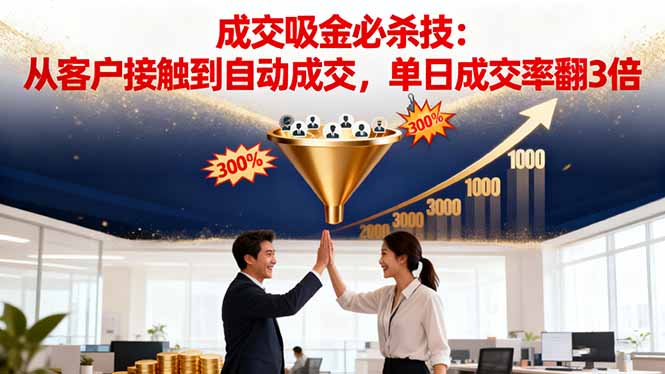 吸金成交营销必杀技：从客户接触到自动成交，单日成交率翻3倍-晶创聚力