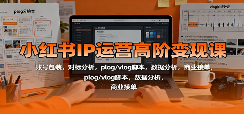 小红书IP运营高阶变现课：账号包装，对标分析，plog/vlog脚本，数据分析，商业接单-晶创聚力