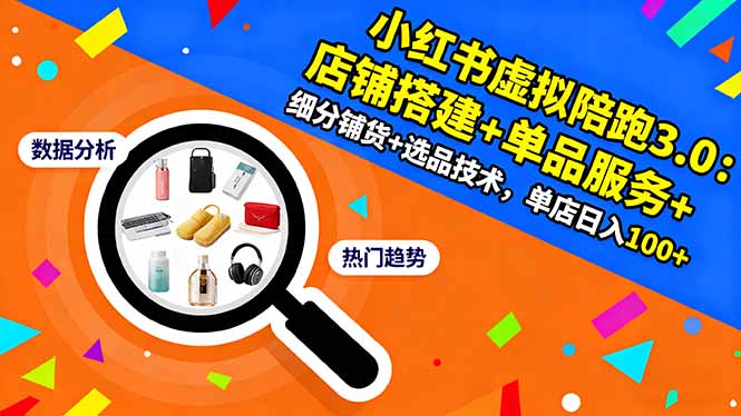小红书虚拟陪跑3.0：店铺搭建+单品服务+细分铺货+选品技术，单店日入100+-晶创聚力