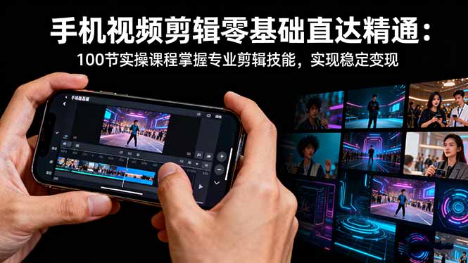 手机视频剪辑零基础直达精通：100节实操课程掌握专业剪辑技能，实现稳...-晶创聚力