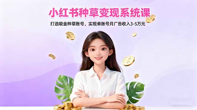 小红书种草变现系统课：打造吸金种草账号，实现单账号月广告收入3-5万元-晶创聚力