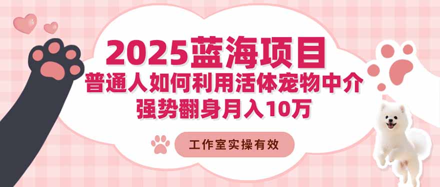 2025蓝海项目：普通人如何利用活体宠物中介，强势翻身月入10万-晶创聚力