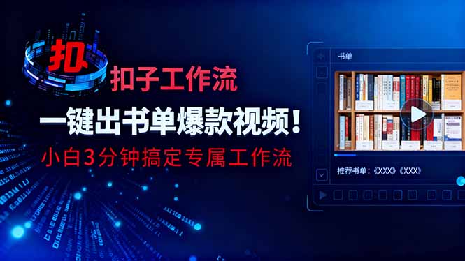 利用扣子工作流一键生成书单爆款视频，小白三分钟搞定专属工作流-晶创聚力