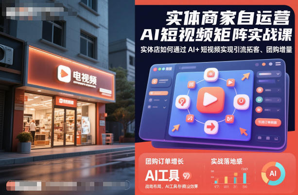 实体商家自运营AI短视频矩阵实战课，实体店如何通过AI+短视频实现引流拓客、团购增量-晶创聚力