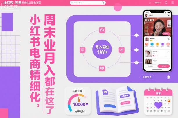 小红书电商精细化运营全流程，周末副业月入1W+，全套方法都在这了-晶创聚力