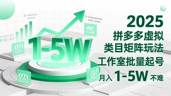 2025 拼多多虚拟类目矩阵玩法，工作室批量起号，月入 1-5W 不难-晶创聚力
